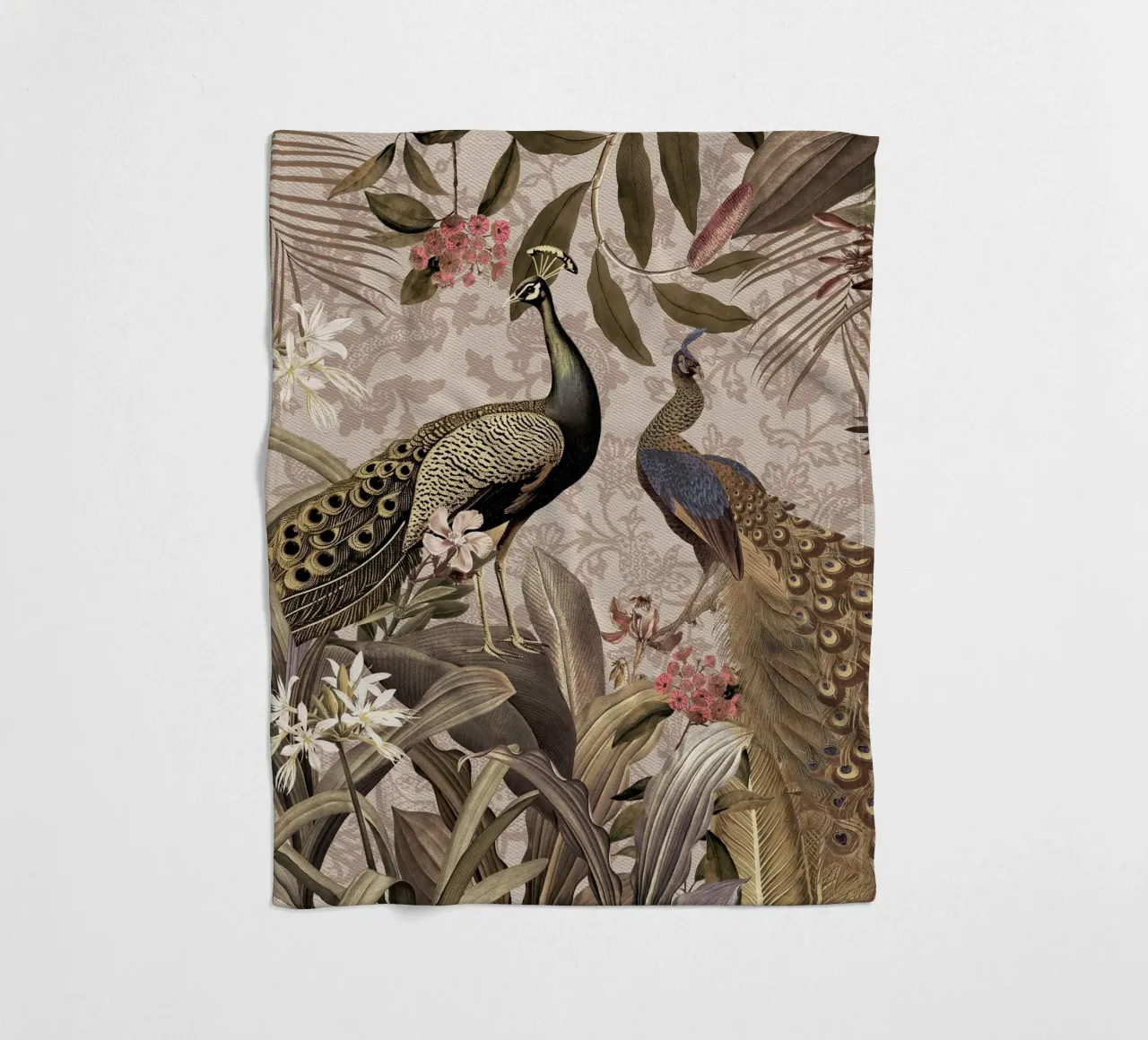 Giungla tropicale Mystic Vintage con pavoni 2 coperta in pile da Vintage World - Uta Naumann