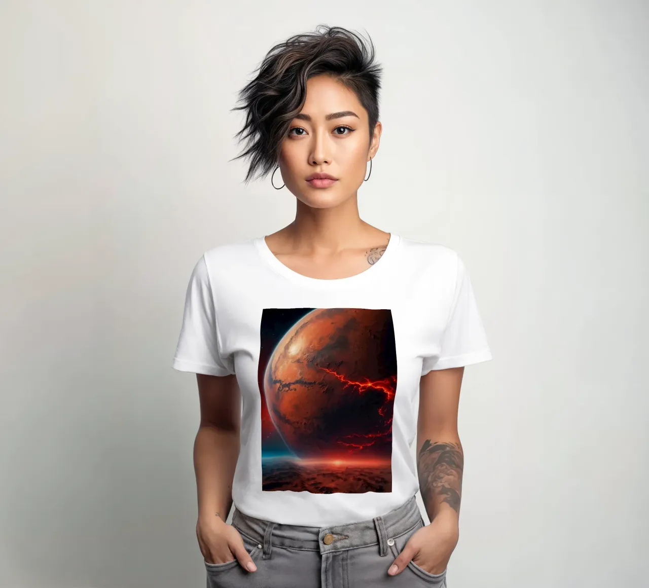 Rood Marslandschap dames t-shirt getailleerd van Lootprint