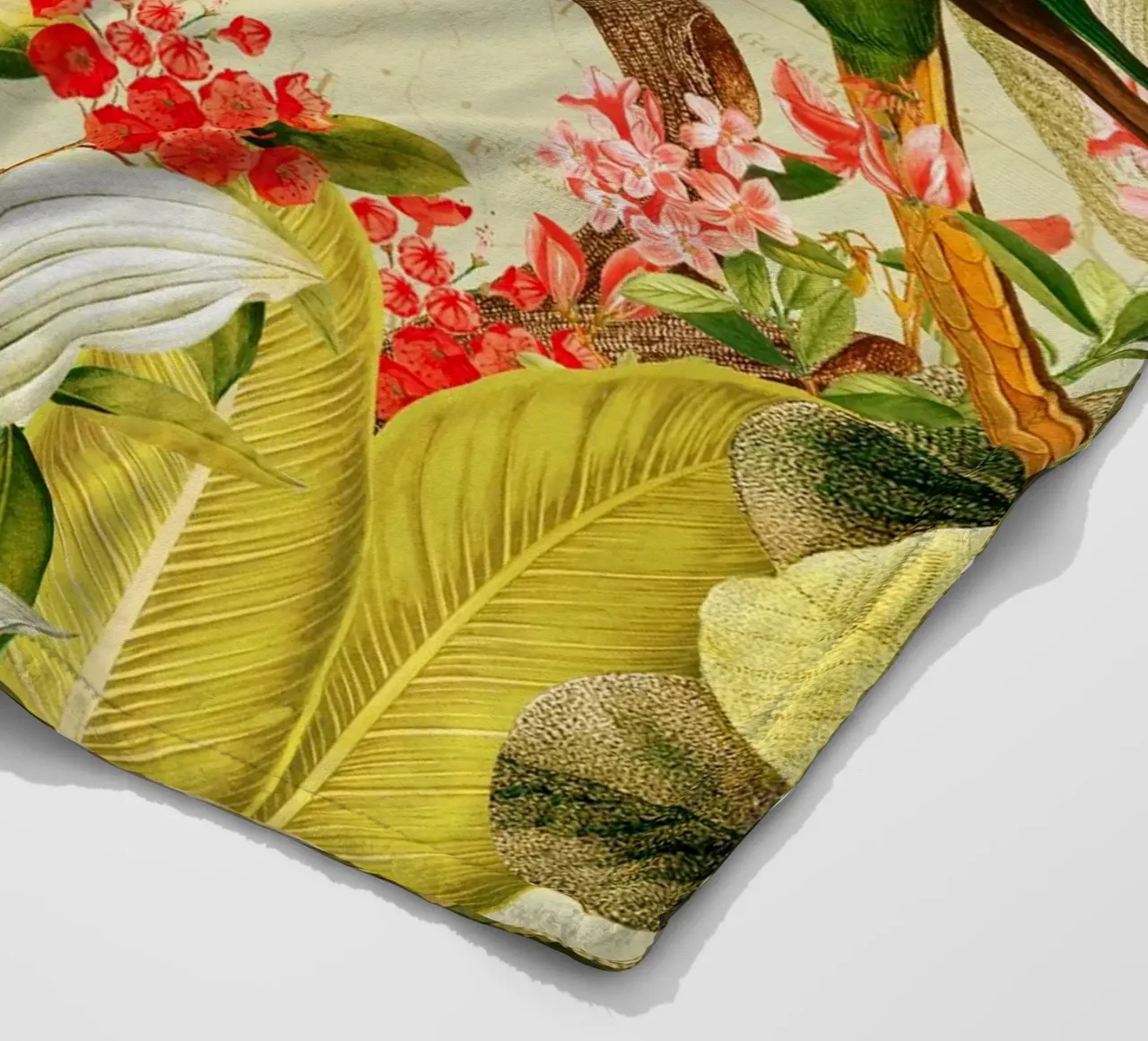 Pappagalli esotici colorati e nostalgici in una giungla tropicale 1 coperta in pile da Vintage World - Uta Naumann
