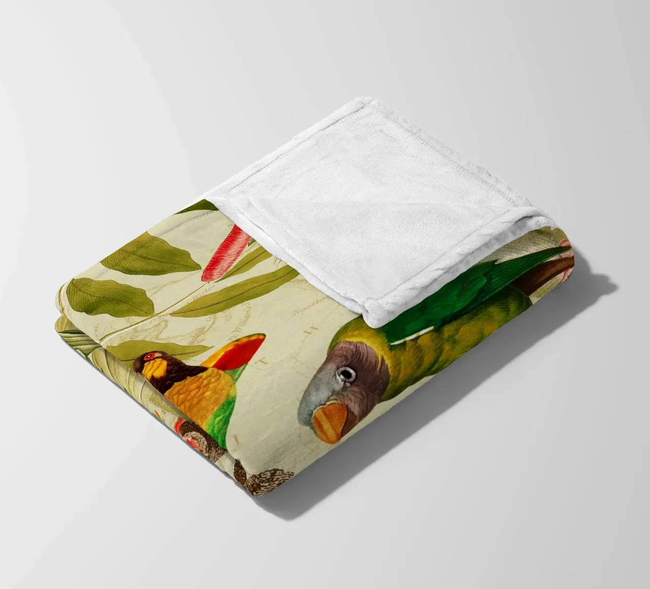 Pappagalli esotici colorati e nostalgici in una giungla tropicale 1 coperta in pile da Vintage World - Uta Naumann