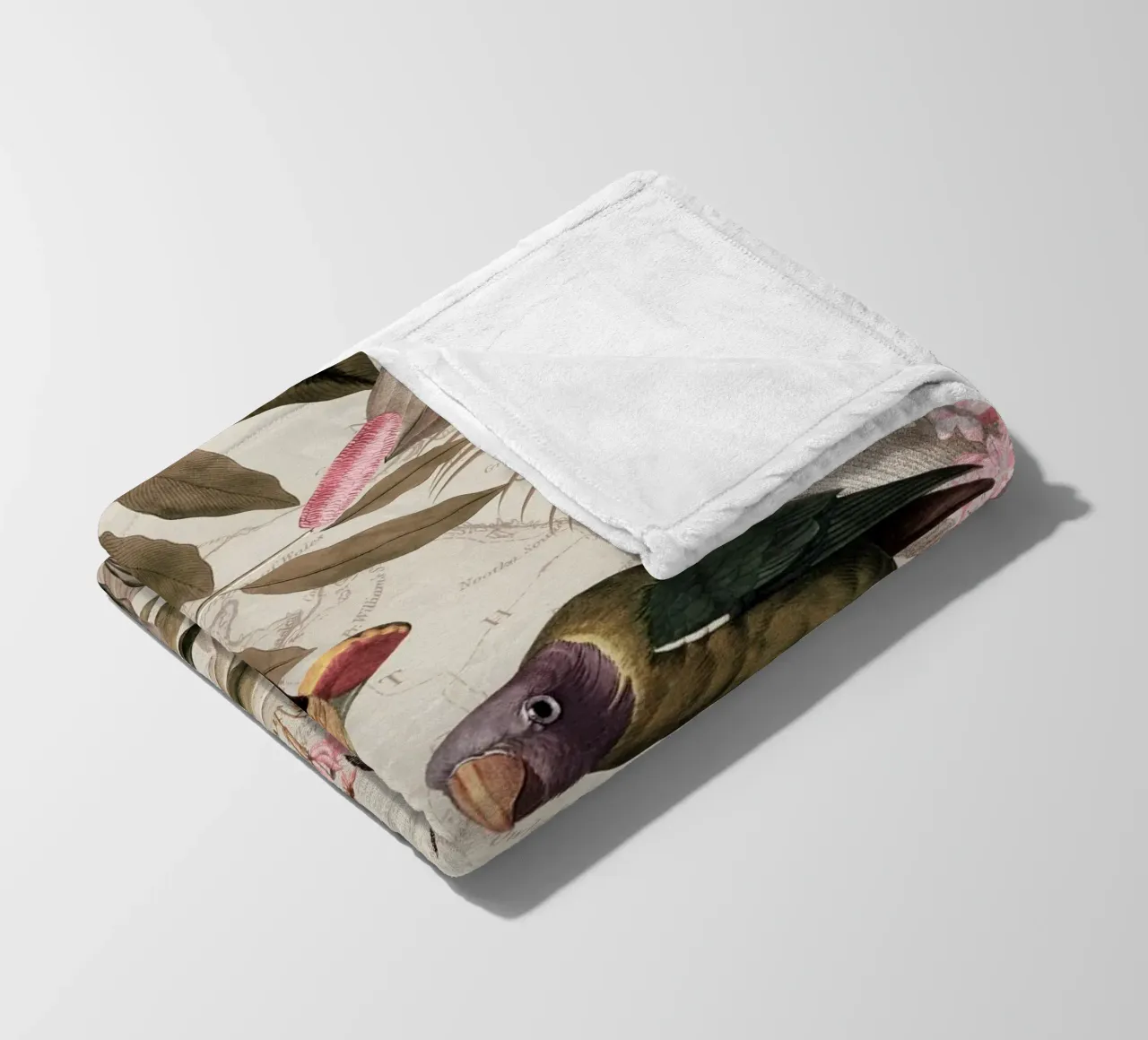 Pappagalli esotici colorati e nostalgici in una giungla tropicale 2 coperta in pile da Vintage World - Uta Naumann