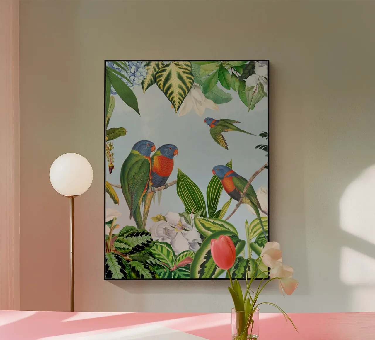 Pappagalli esotici in un'avventura nella giungla tropicale plexiglass da Vintage World - Uta Naumann