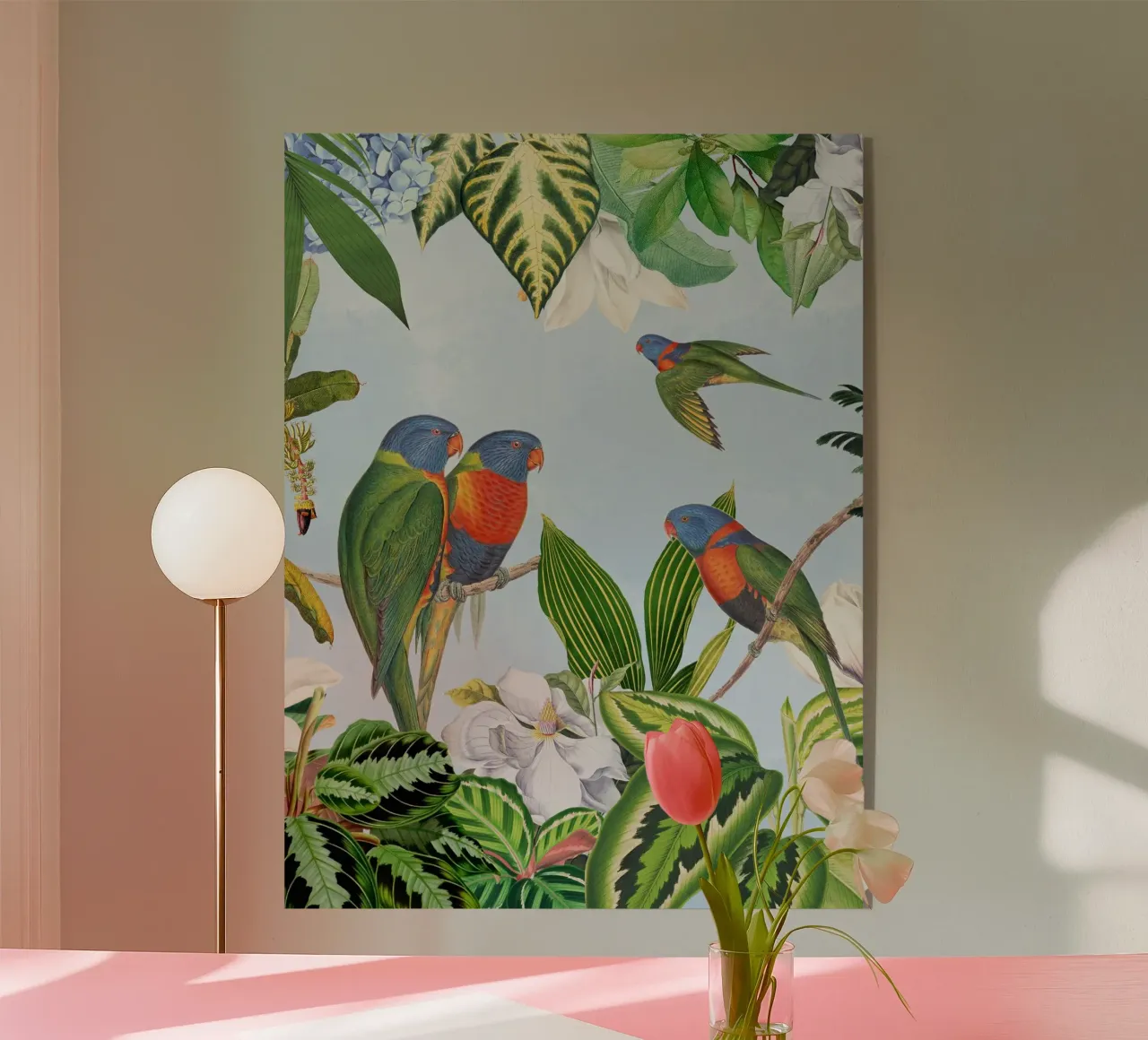 Pappagalli esotici in un'avventura nella giungla tropicale plexiglass da Vintage World - Uta Naumann