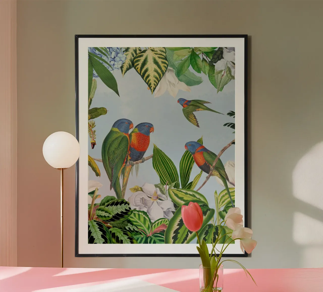 Pappagalli esotici in un'avventura nella giungla tropicale poster da Vintage World - Uta Naumann