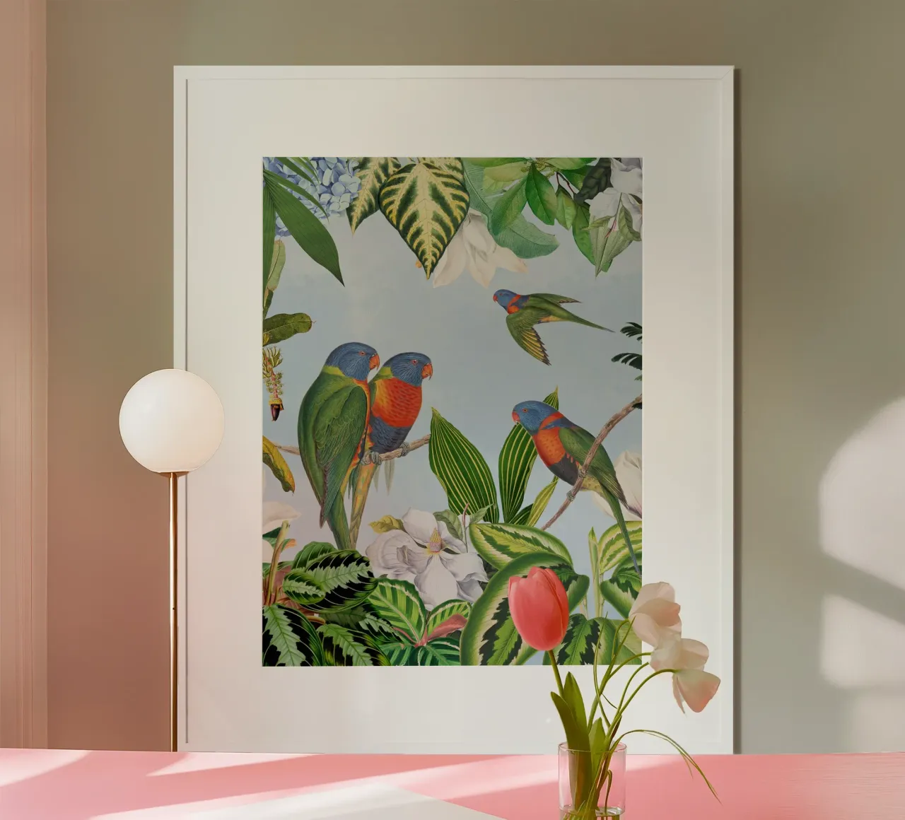 Pappagalli esotici in un'avventura nella giungla tropicale poster da Vintage World - Uta Naumann