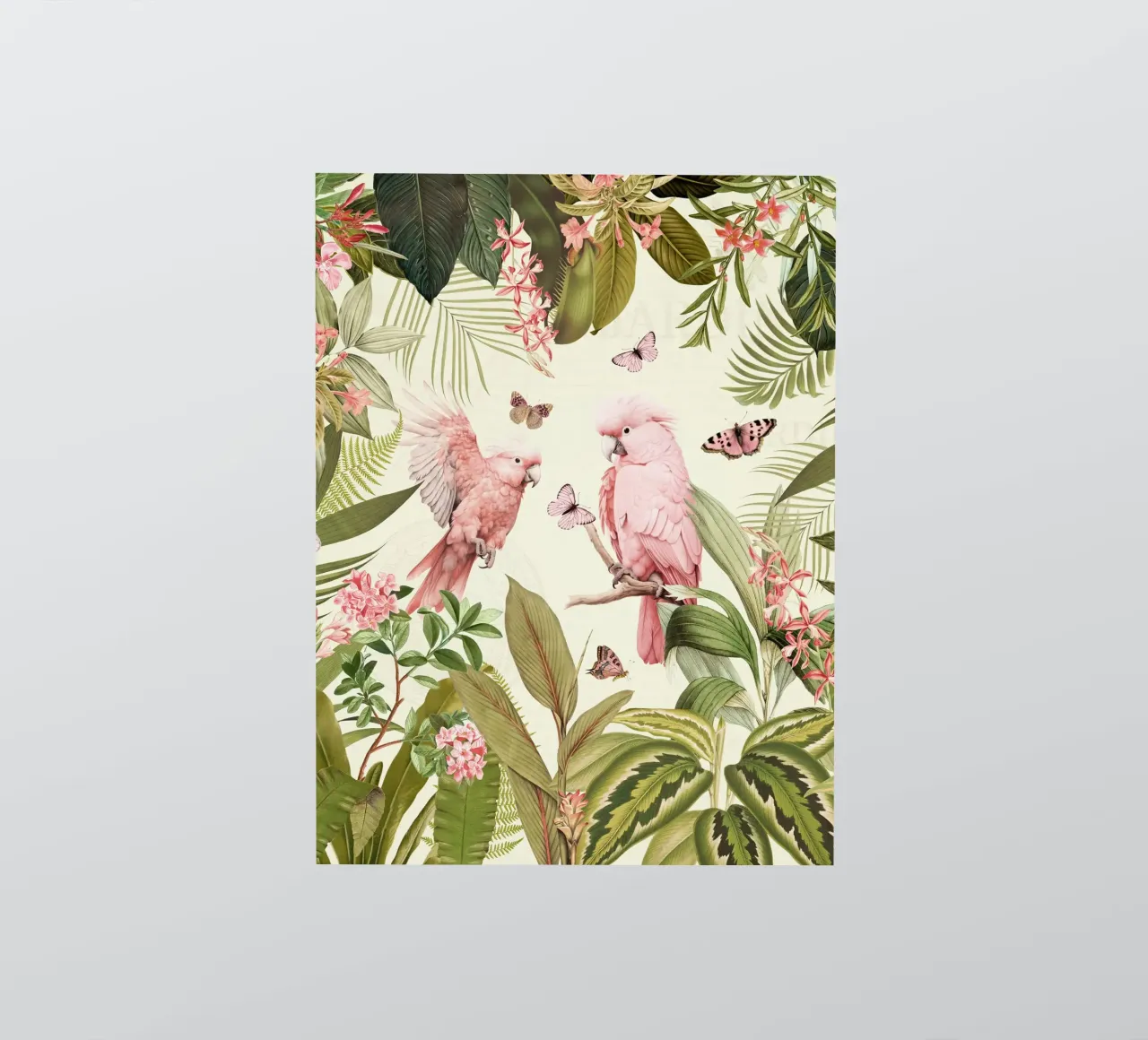 Nostálgicos loros rosas bailan en un jardín selvático tropical 1 pegatina de Vintage World - Uta Naumann