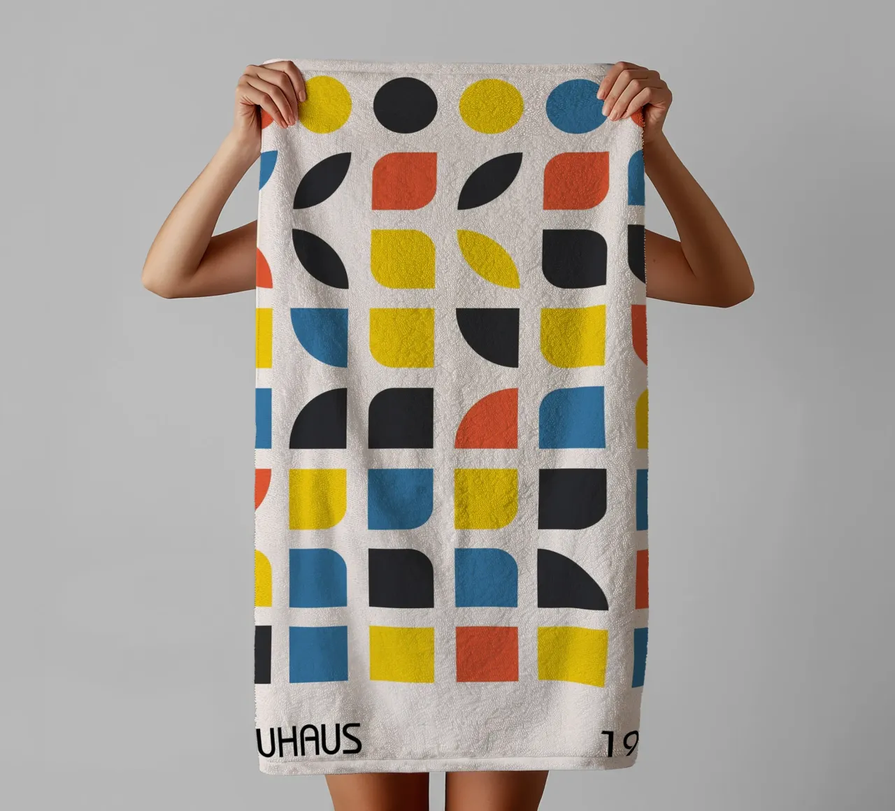 Bauhaus graphics 1919 - Modern geometric design towel by Whole©