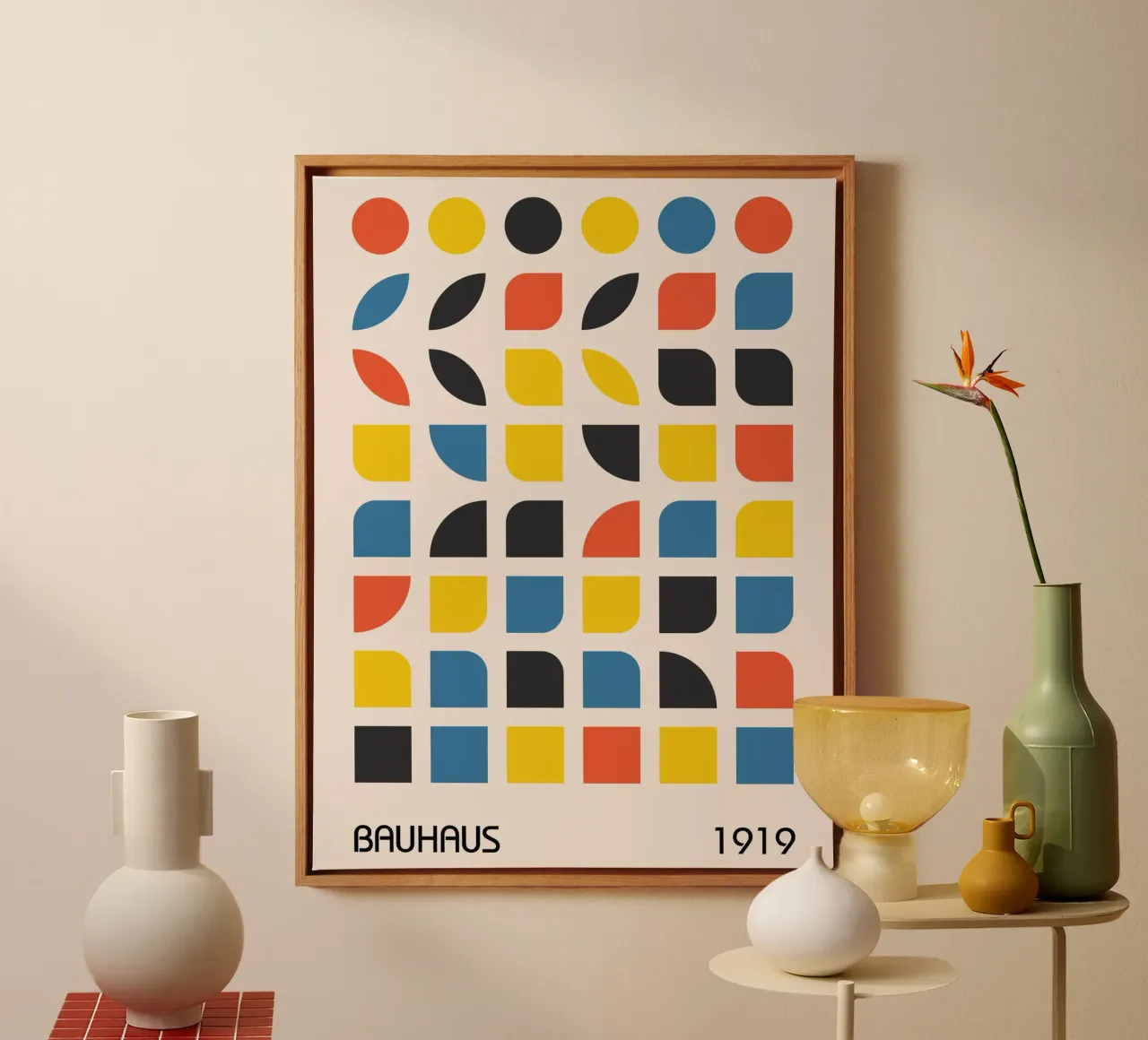 Bauhaus graphics 1919 - Modern geometric design canvas with Floater frame by Whole©