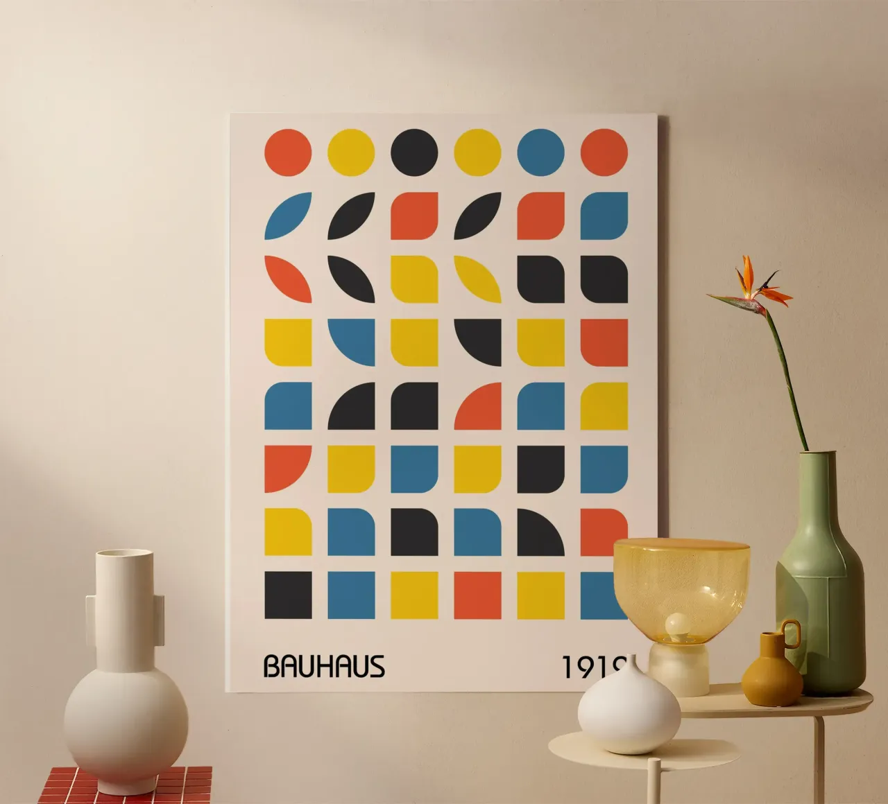Bauhaus graphics 1919 - Modern geometric design canvas with Floater frame by Whole©