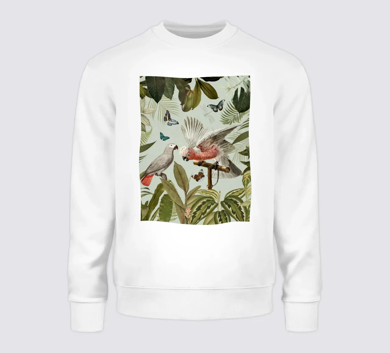 Nostálgicos loros tropicales luchan en un paisaje selvático 1 sudadera de Vintage World - Uta Naumann