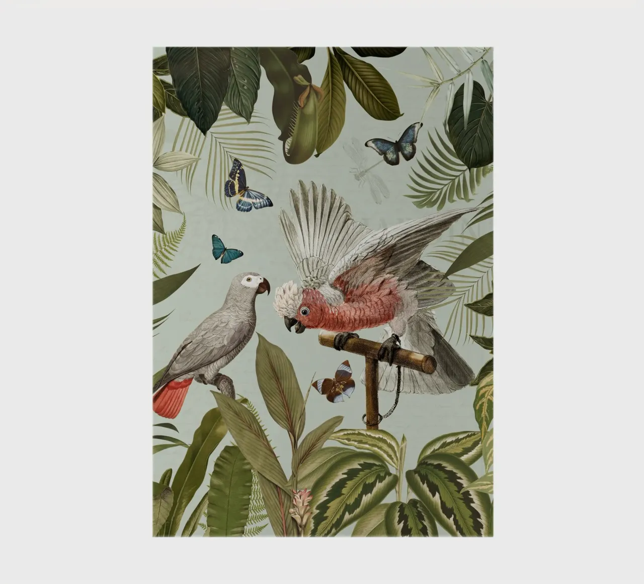 Perroquets tropicaux nostalgiques se battant dans un paysage de jungle 1 carnet de notes de Vintage World - Uta Naumann