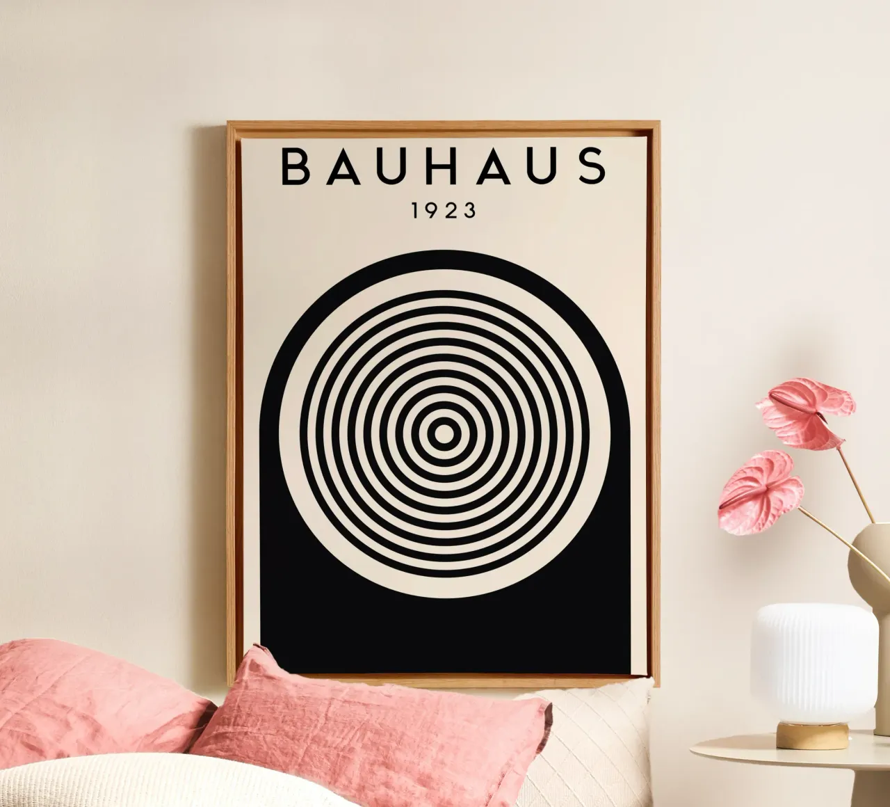 Grafica Bauhaus 1923 - Design minimalista in bianco e nero tela con Cornice a cassetta da Whole©