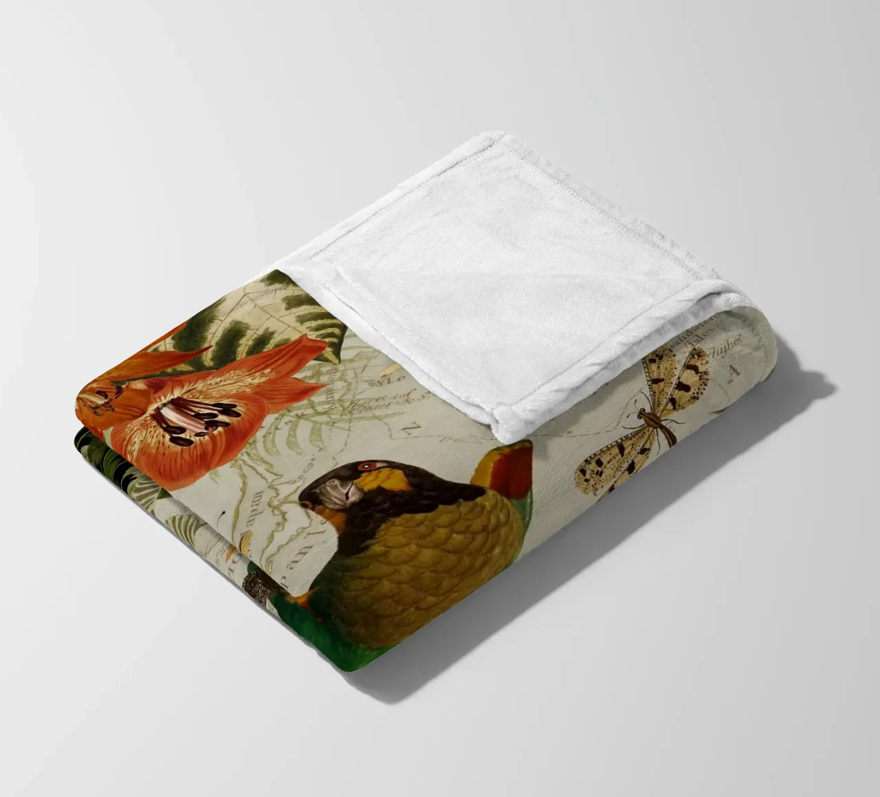 Pappagalli esotici colorati e nostalgici in una giungla tropicale coperta in pile da Vintage World - Uta Naumann