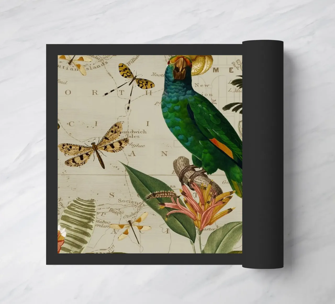 Pappagallo esotico colorato e nostalgico in una giungla tropicale 2 zerbino da Vintage World - Uta Naumann