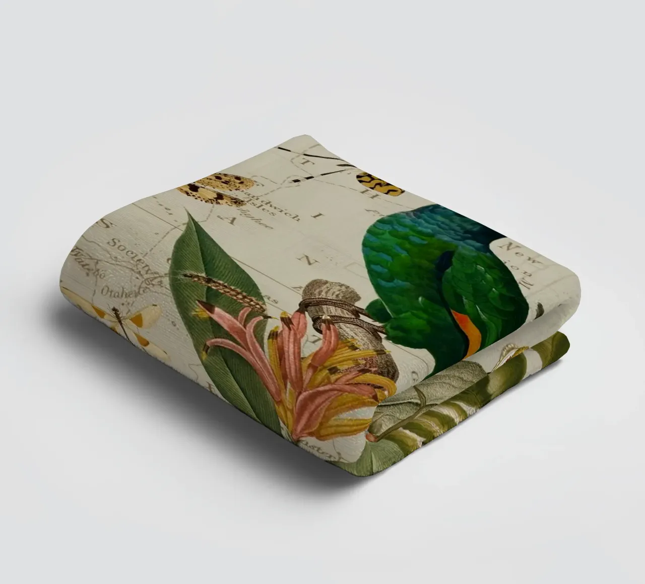 Pappagallo esotico colorato e nostalgico in una giungla tropicale 2 asciugamano da bagno da Vintage World - Uta Naumann