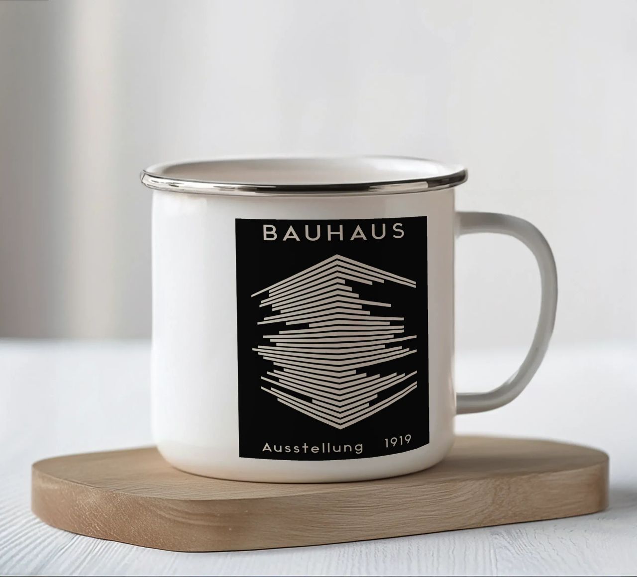 Mostra Bauhaus 1919 - Design a linee geometriche tazza in smalto da Whole©
