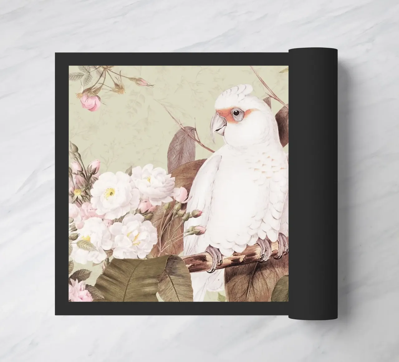 Cacatua esotici d'epoca in una splendida giungla di rose 1 zerbino da Vintage World - Uta Naumann