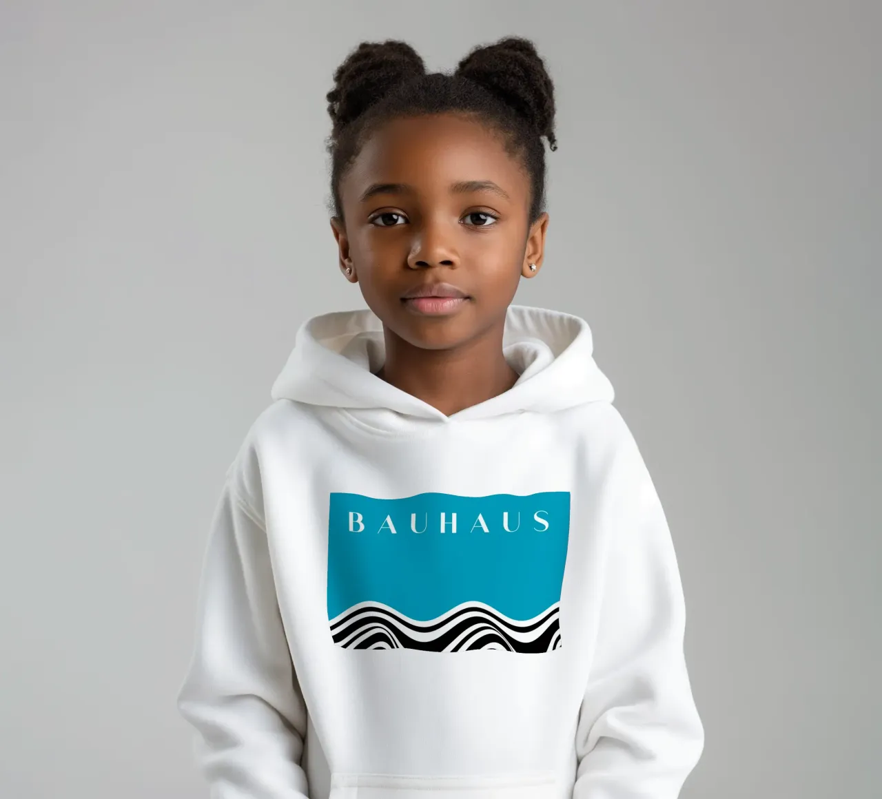 Bauhaus Wave Design - Grafica astratta in bianco e nero felpa bambino con cappuccio da Whole©