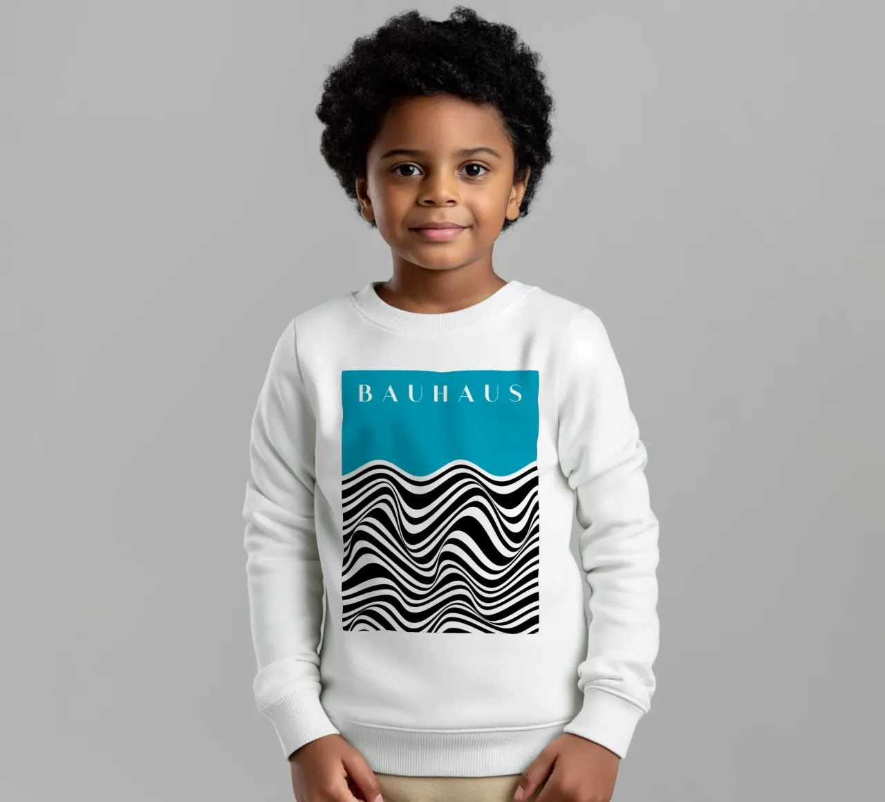 Bauhaus Wave Design - Grafica astratta in bianco e nero felpa bambino da Whole©