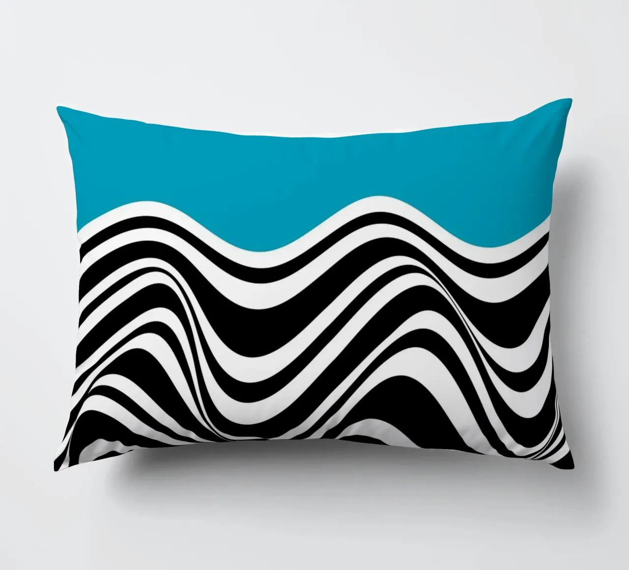 Bauhaus Wave Design - Grafica astratta in bianco e nero cuscino da Whole©