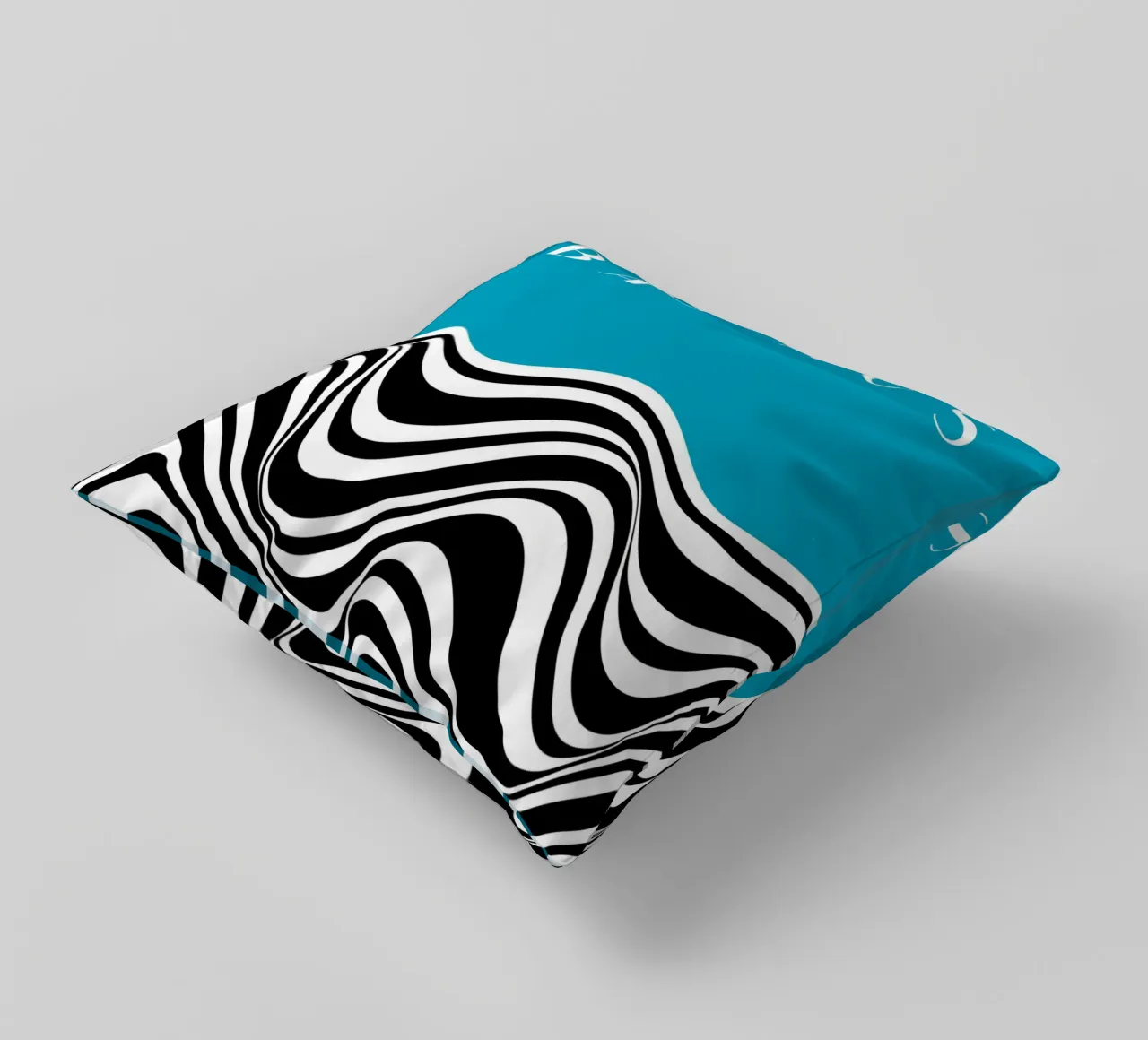 Bauhaus Wave Design - Grafica astratta in bianco e nero cuscino da Whole©