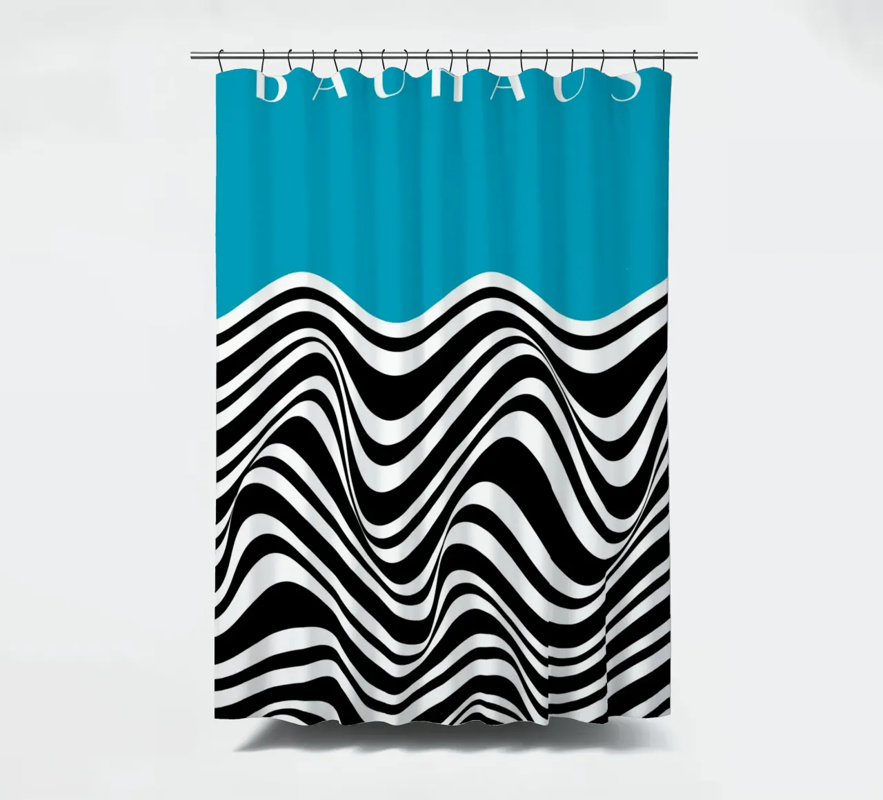 Bauhaus Wave Ontwerp - Abstracte zwart-wit afbeeldingen douchegordijn van Whole©