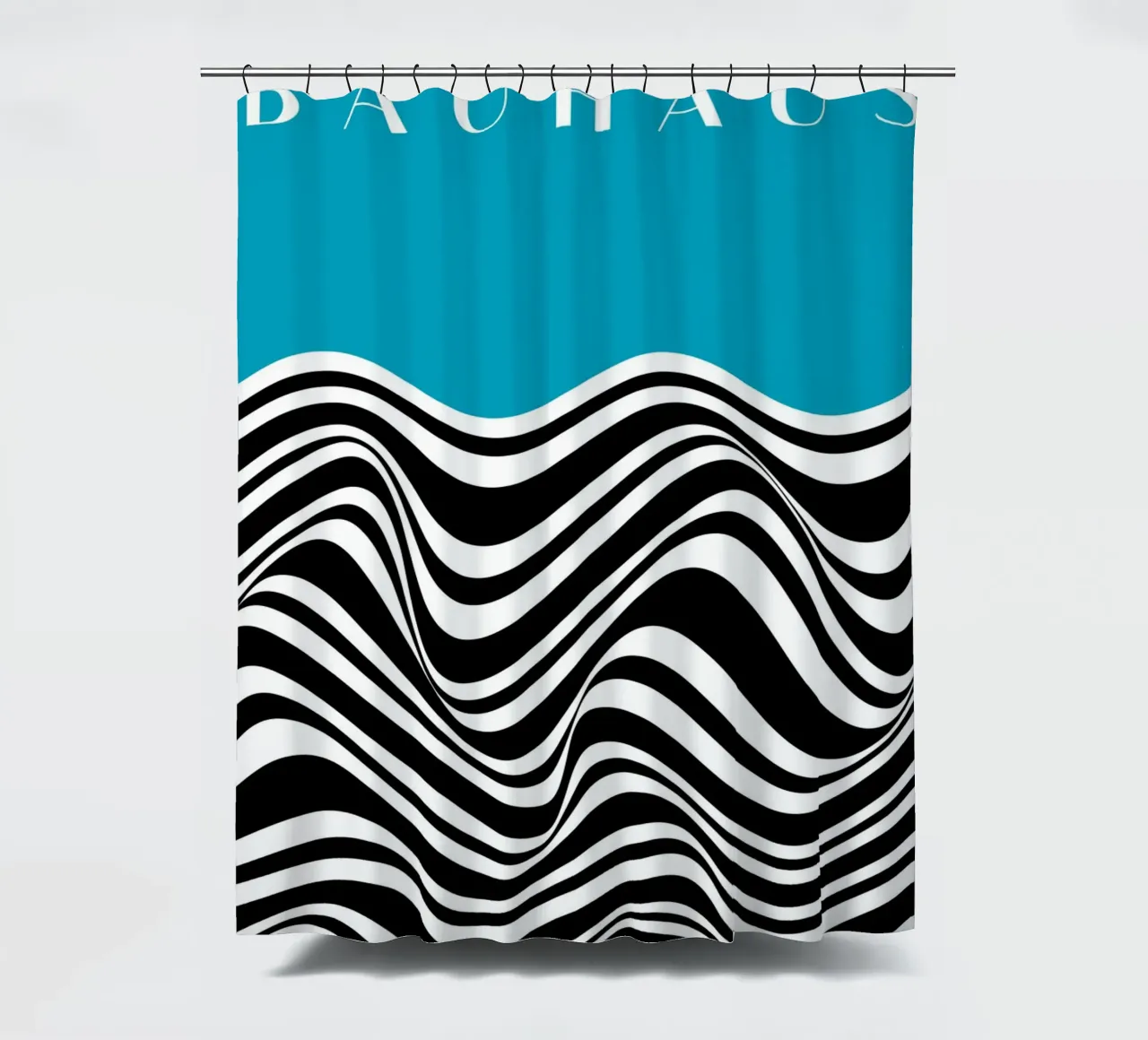 Bauhaus Wave Ontwerp - Abstracte zwart-wit afbeeldingen douchegordijn van Whole©