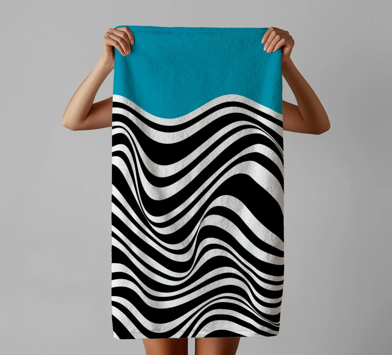 Bauhaus Wave Design - Grafica astratta in bianco e nero asciugamano da bagno da Whole©