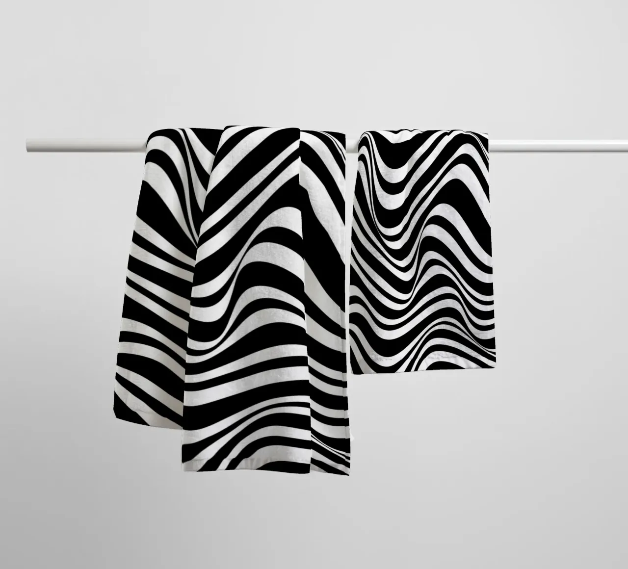 Bauhaus Wave Design - Grafica astratta in bianco e nero asciugamano da bagno da Whole©