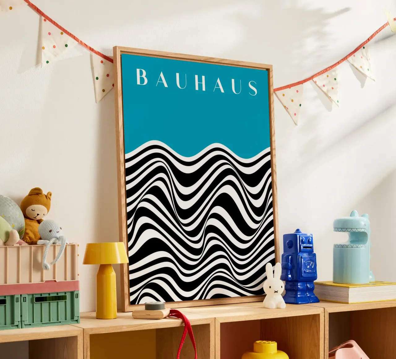 Bauhaus Wave Design - Grafica astratta in bianco e nero plexiglass da Whole©