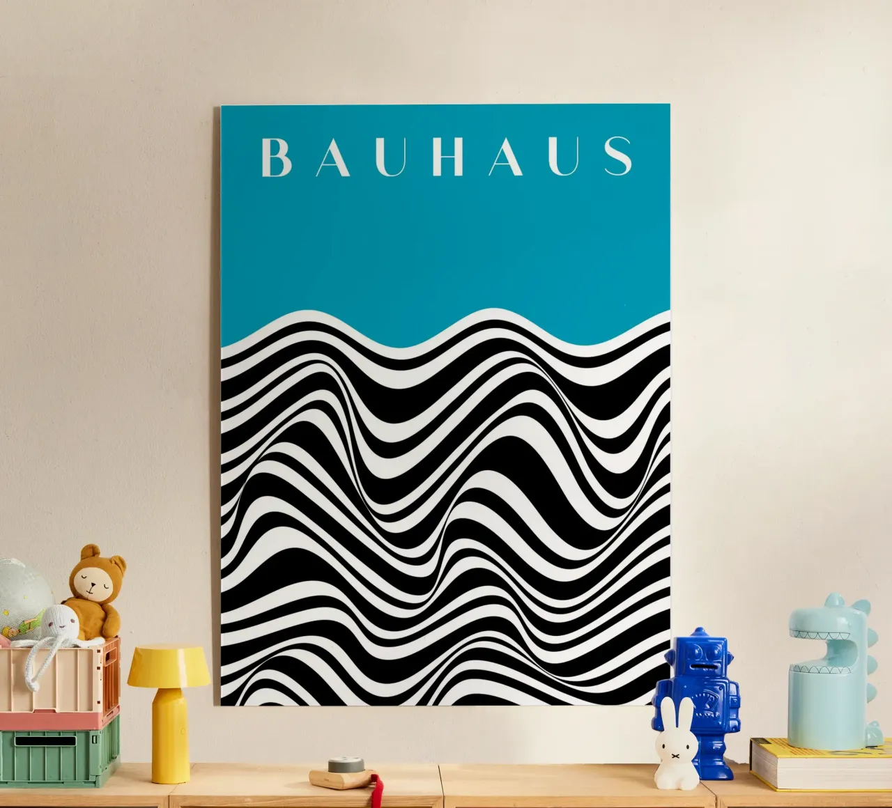 Bauhaus Wave Design - Grafica astratta in bianco e nero plexiglass da Whole©