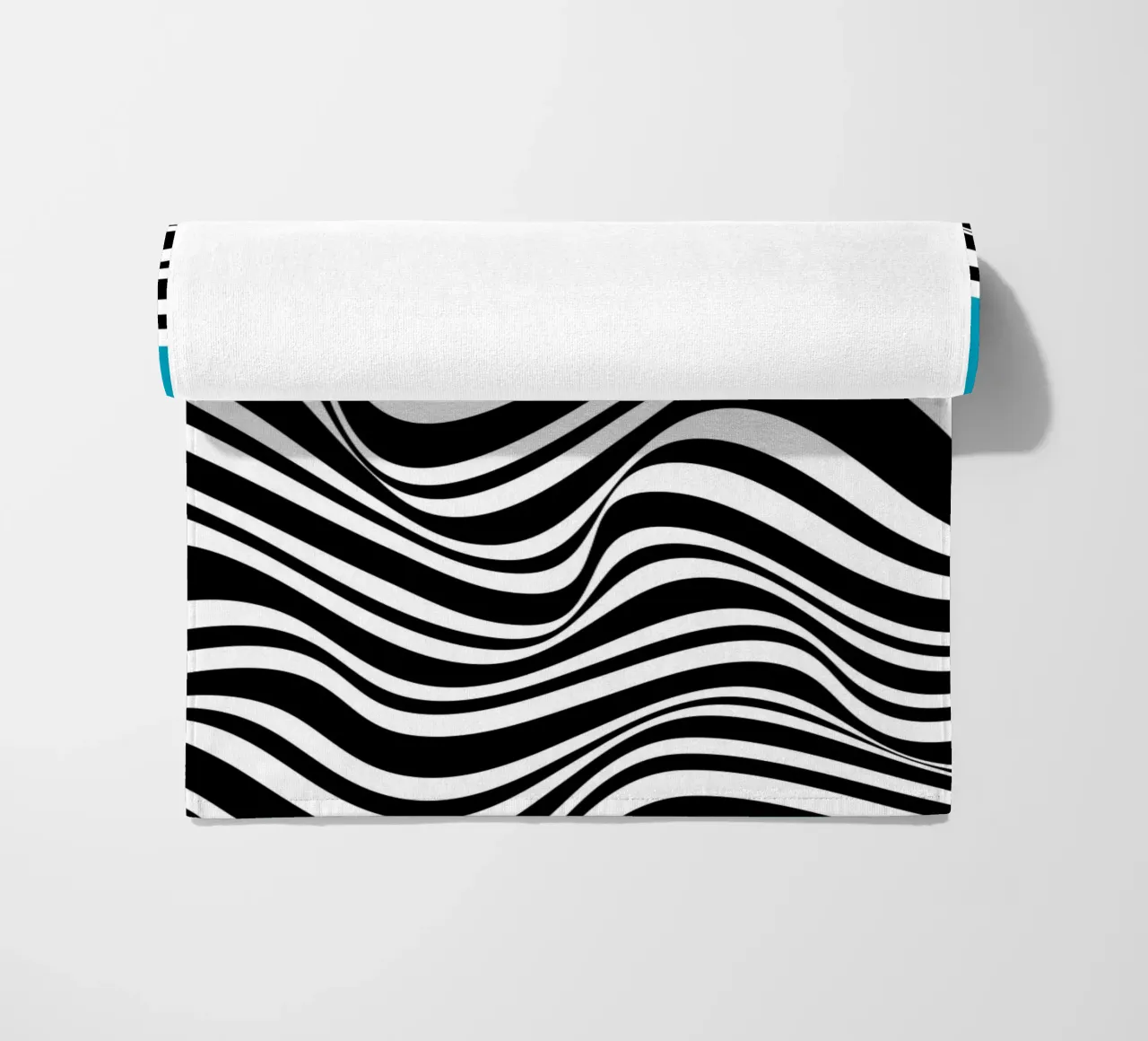 Bauhaus Wave Design - Grafica astratta in bianco e nero telo mare da Whole©