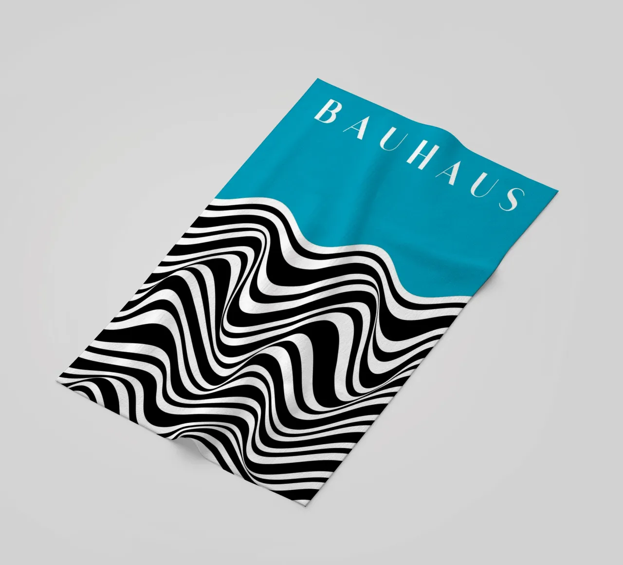 Bauhaus Wave Design - Grafica astratta in bianco e nero telo mare da Whole©