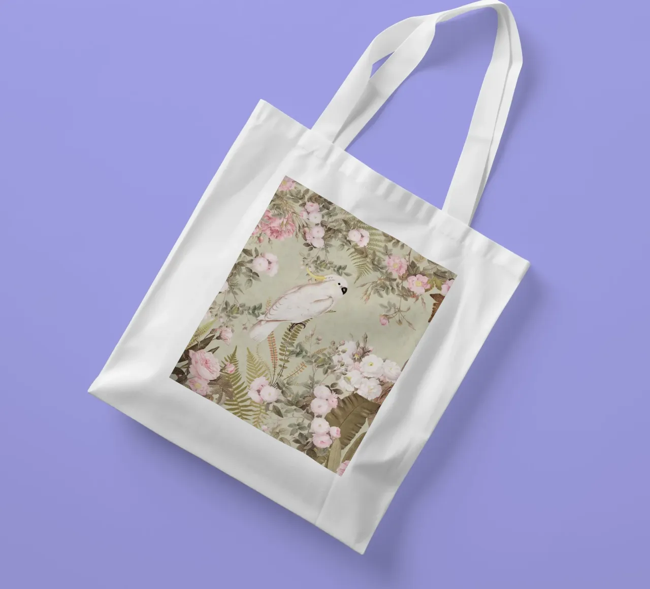 Cacatua esotici d'epoca in una splendida giungla di rose 2 borsa in juta da Vintage World - Uta Naumann