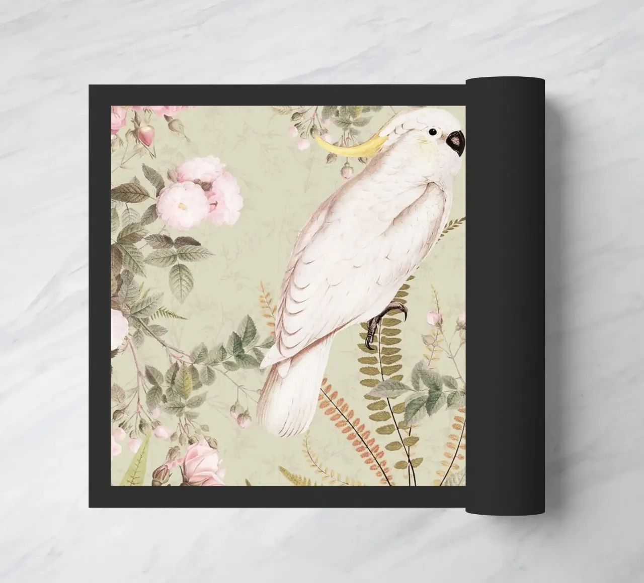 Cacatua esotici d'epoca in una splendida giungla di rose 2 zerbino da Vintage World - Uta Naumann