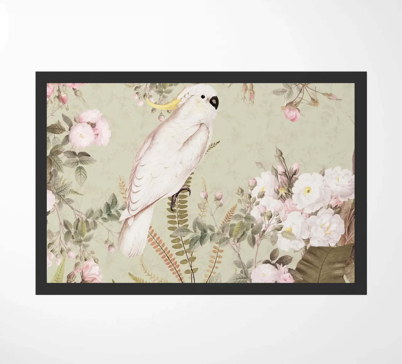 Cacatua esotici d'epoca in una splendida giungla di rose 2 zerbino da Vintage World - Uta Naumann