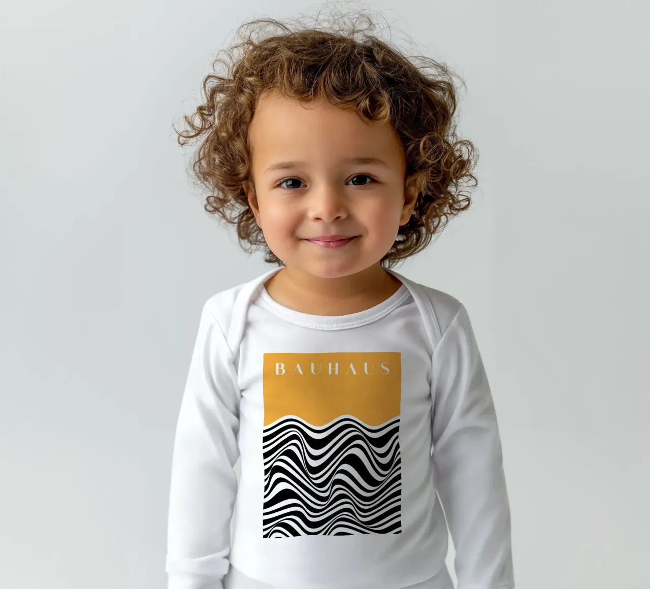Bauhaus-golven - Abstract zwart-wit ontwerp babyrompertje lange mouwen van Whole©