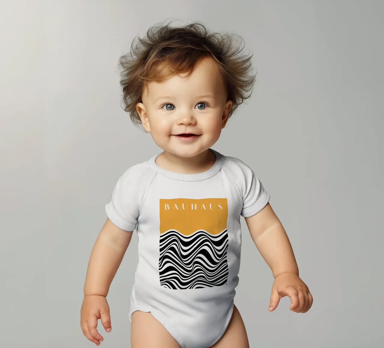 Onde Bauhaus - Design astratto in bianco e nero body neonato maniche corte da Whole©