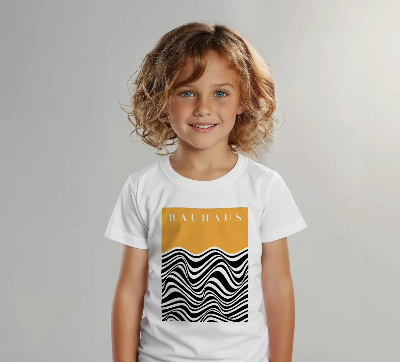 Bauhaus waves - Abstract black and white design kids t-shirt by Whole©