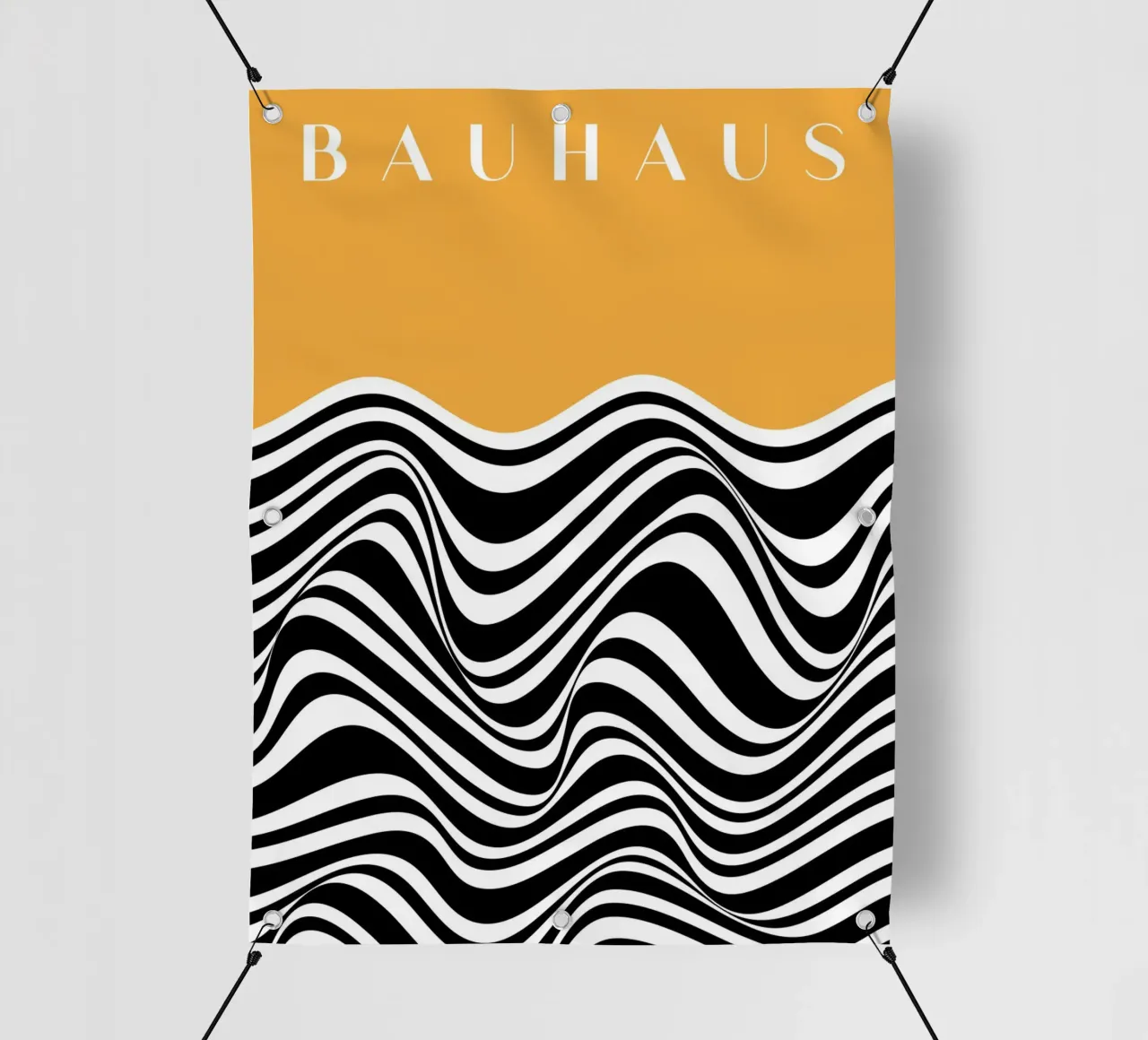 Onde Bauhaus - Design astratto in bianco e nero telo in pvc da Whole©