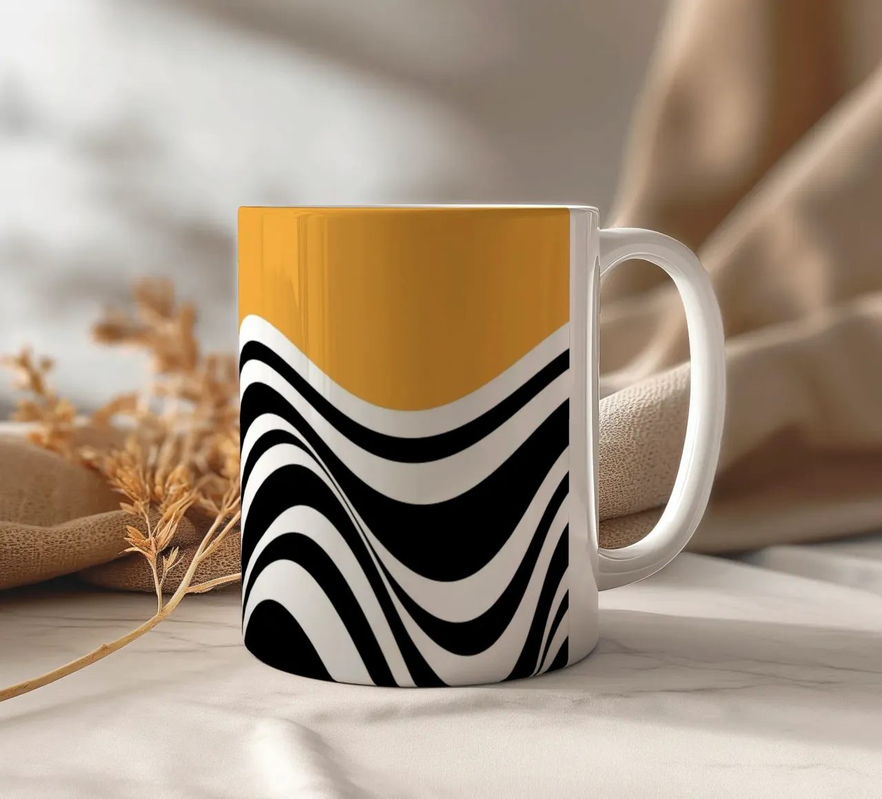 Onde Bauhaus - Design astratto in bianco e nero tazza in ceramica da Whole©