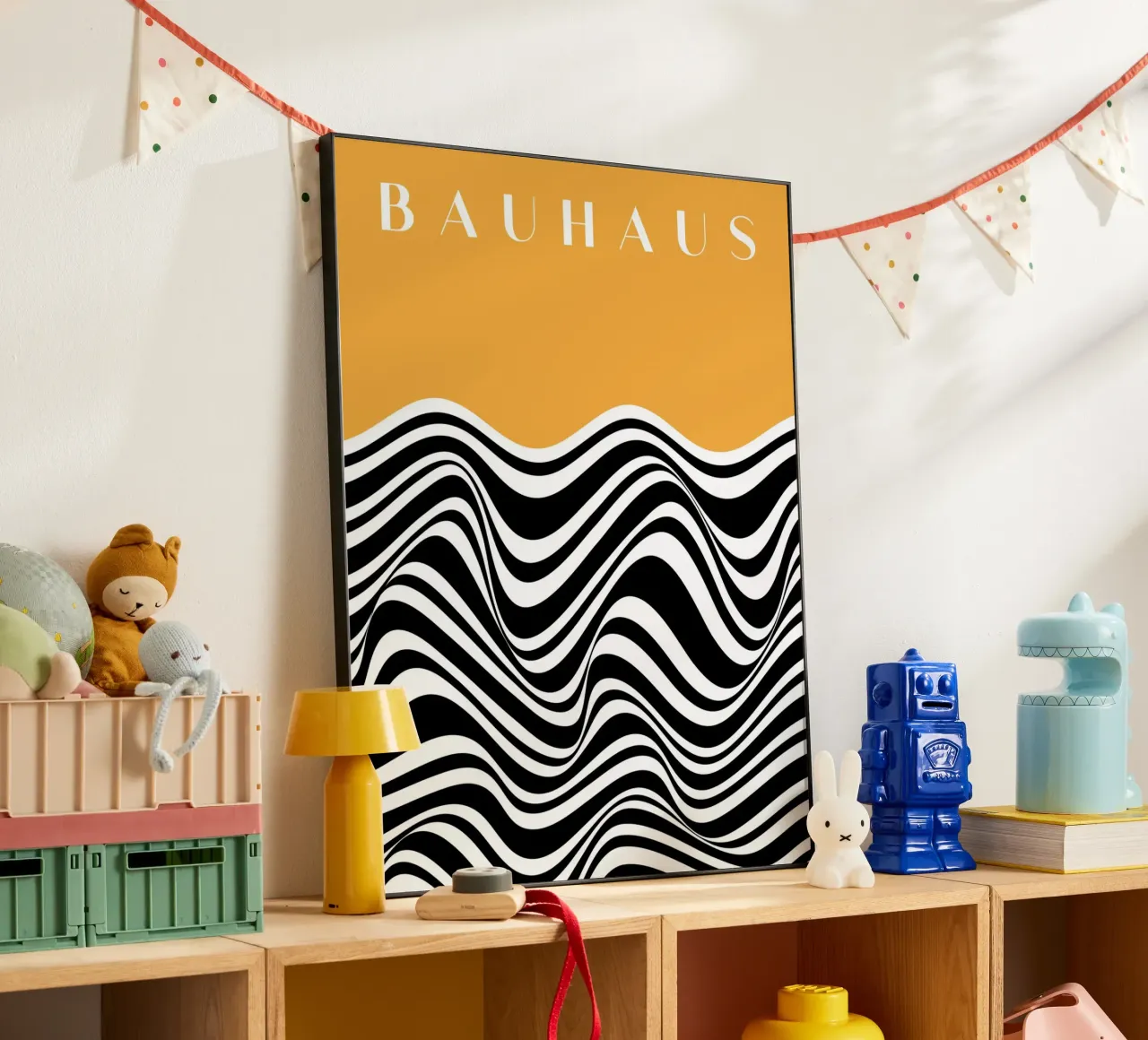 Onde Bauhaus - Design astratto in bianco e nero alluminio dibond da Whole©
