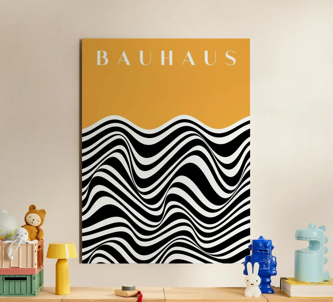 Onde Bauhaus - Design astratto in bianco e nero alluminio dibond da Whole©