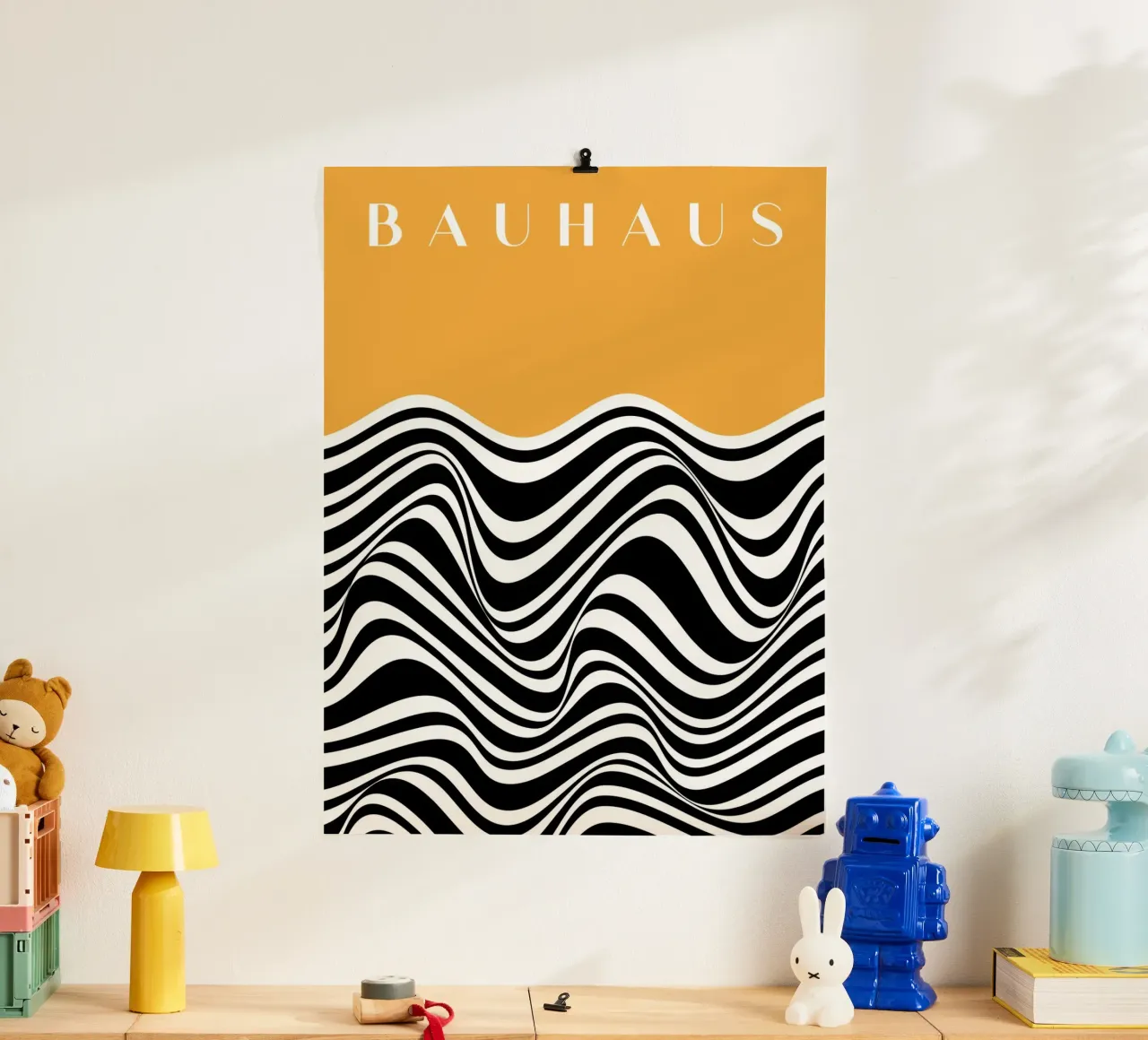 Bauhaus-golven - Abstract zwart-wit ontwerp hahnemühle van Whole©