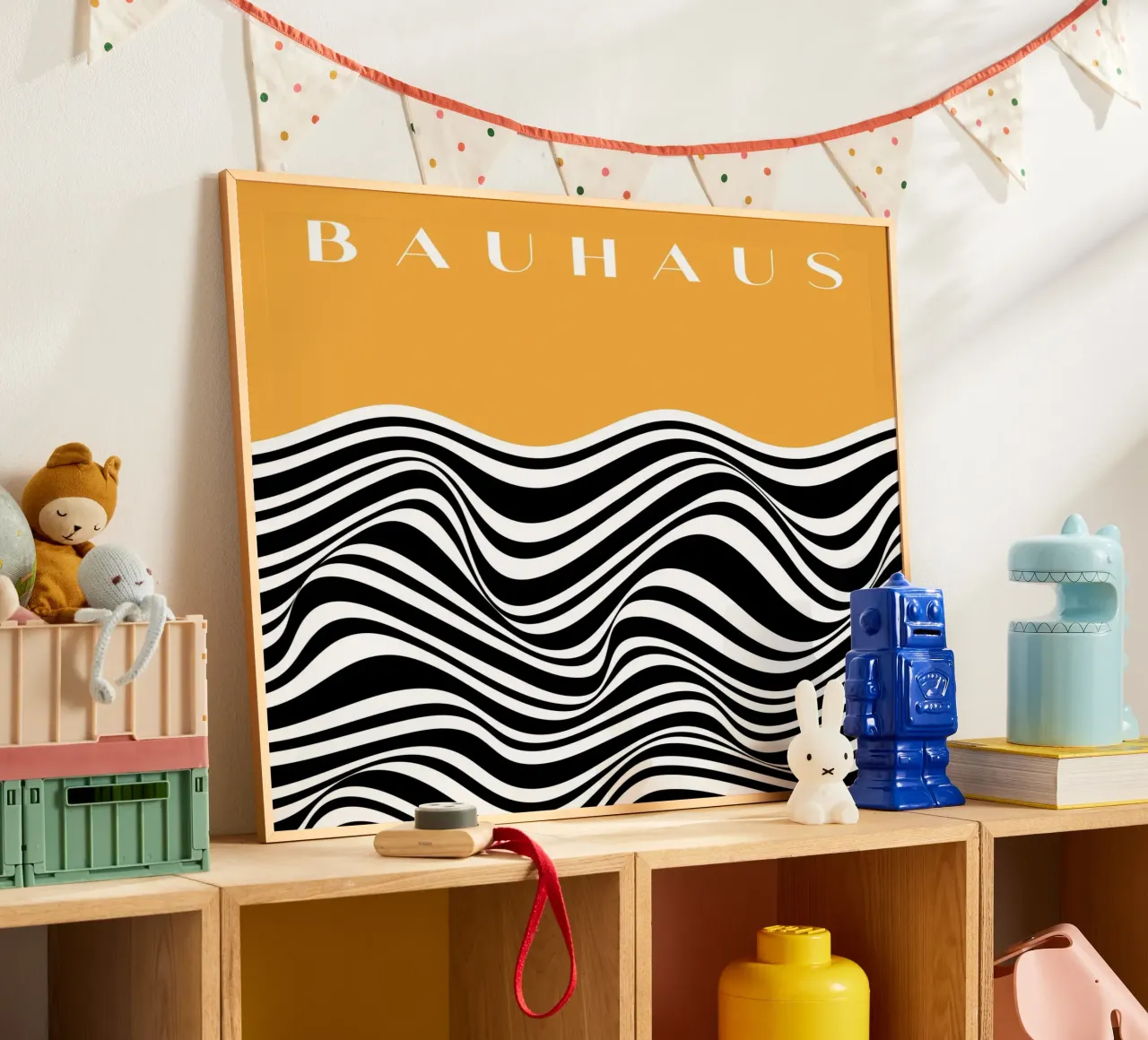 Bauhaus-golven - Abstract zwart-wit ontwerp hahnemühle van Whole©