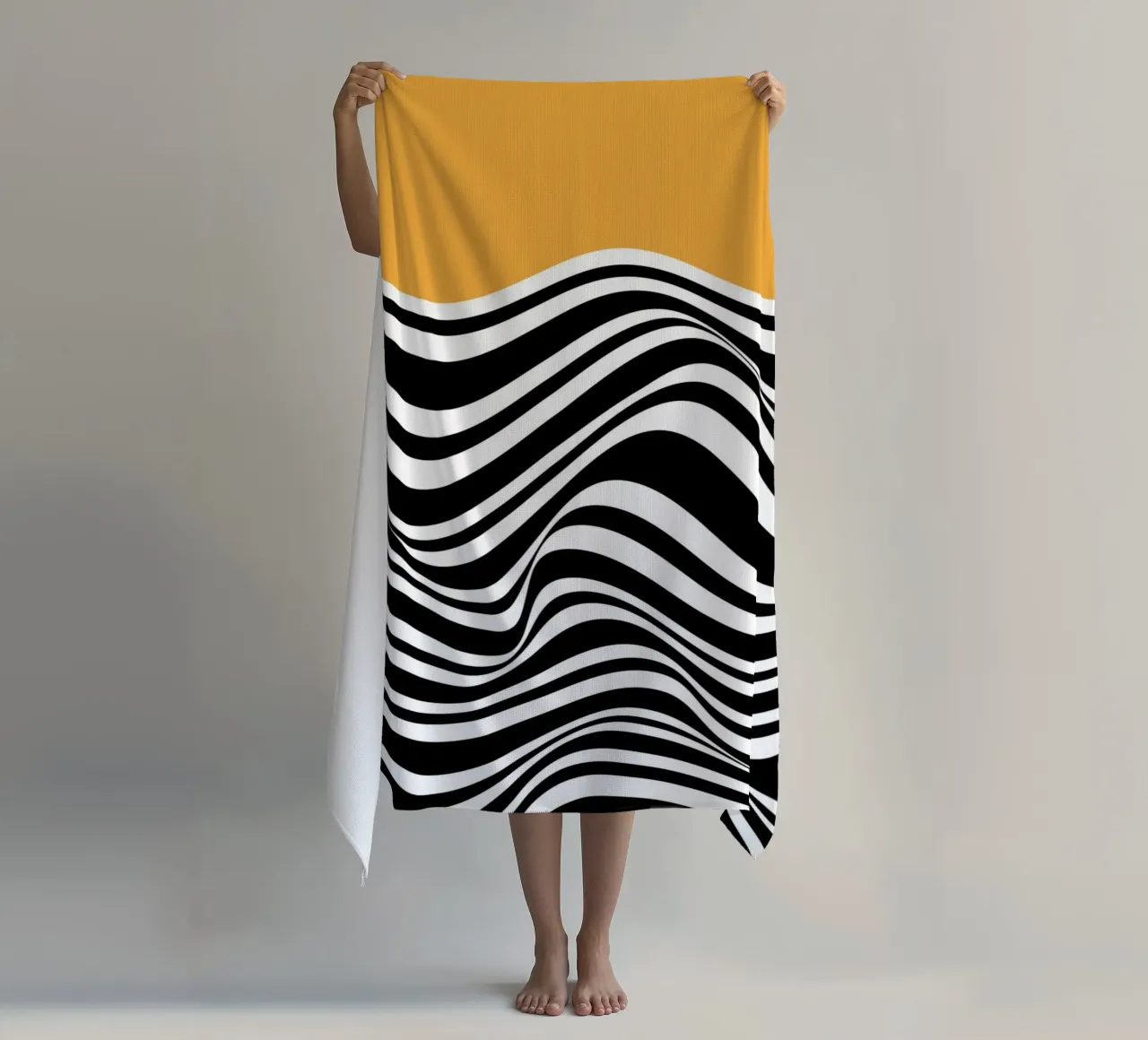 Onde Bauhaus - Design astratto in bianco e nero telo mare da Whole©