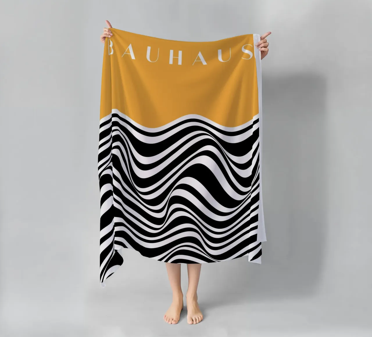 Onde Bauhaus - Design astratto in bianco e nero telo mare da Whole©