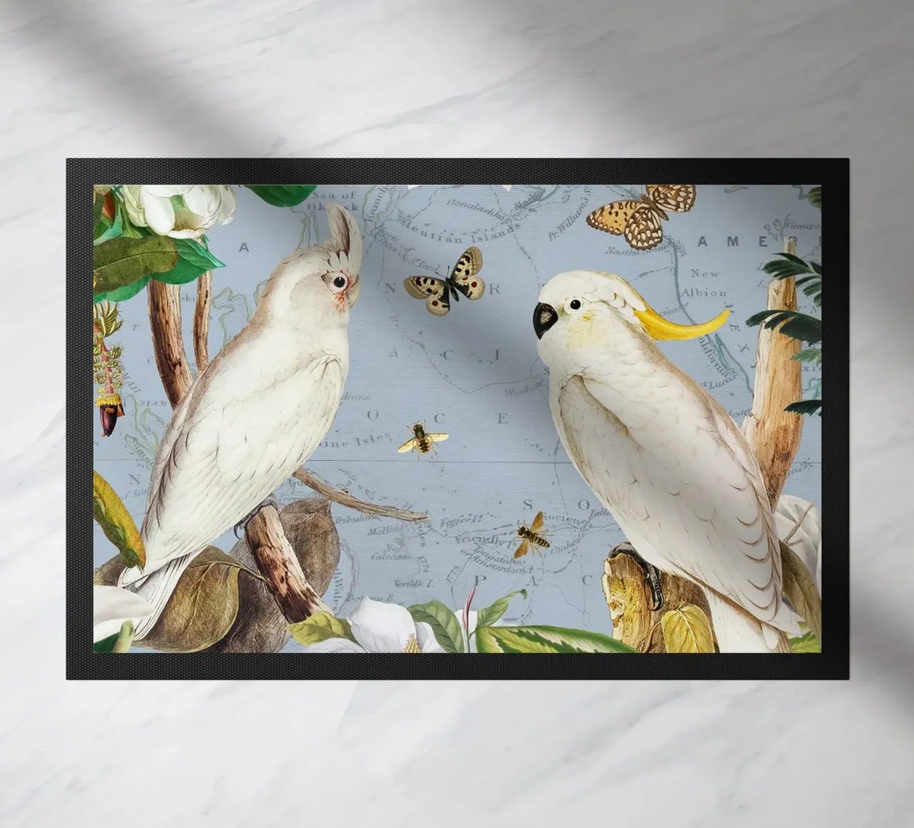 Cacatua bianchi Vita esotica della giungla fauna tropicale 1 zerbino da Vintage World - Uta Naumann