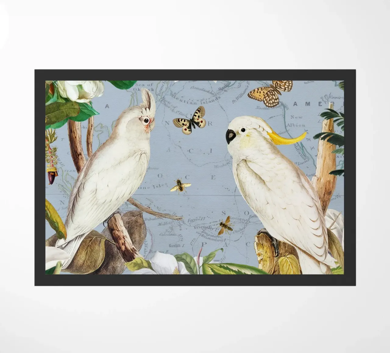 Cacatua bianchi Vita esotica della giungla fauna tropicale 1 zerbino da Vintage World - Uta Naumann