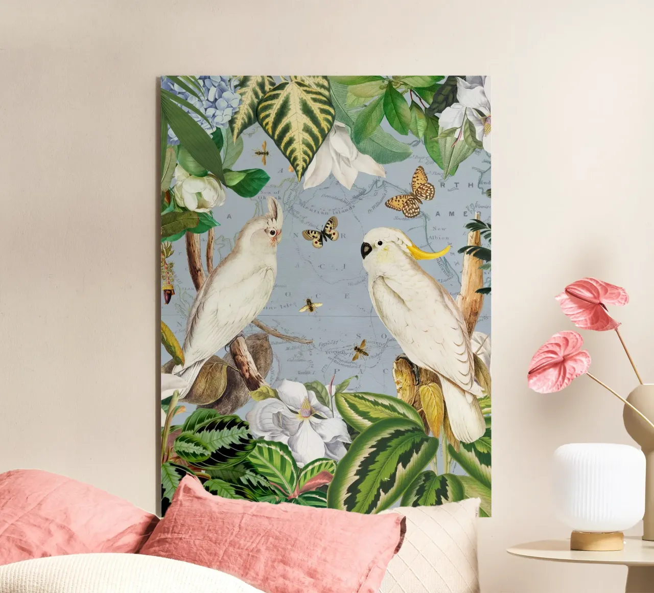 Cacatua bianchi Vita esotica della giungla fauna tropicale 1 alluminio dibond da Vintage World - Uta Naumann